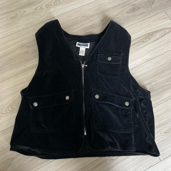 Jackets & Blazers - Bryn Connelly Vintage Black Zip Corduroy Vest‎ Casual Size XL